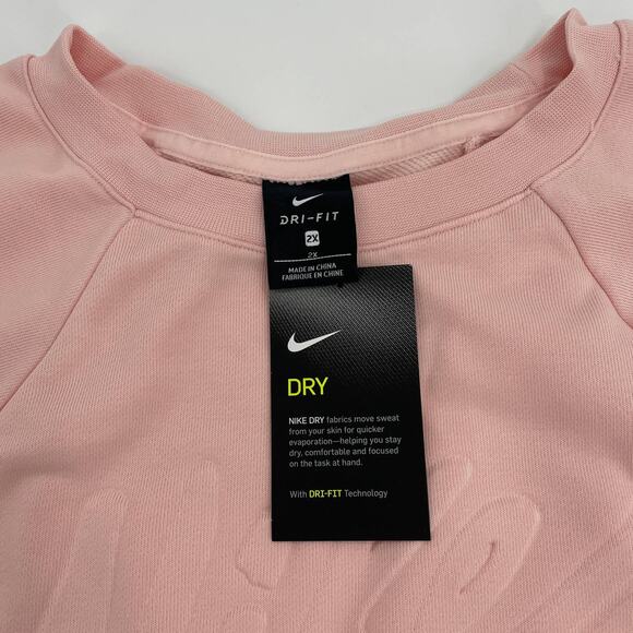 New NIKE Women's Sweatshirt Size 2X Cropped Dri-Fit Soft Pink Logo Pullover - Picture 4 of 6